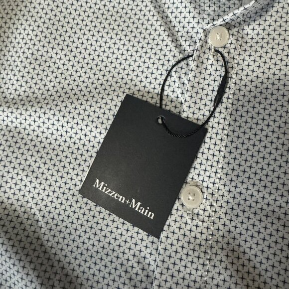 Mizzen+Main Shirt Mens XL Tall White Leeward Trim Fit LS Micro Print 1WS-1188 - Picture 4 of 9